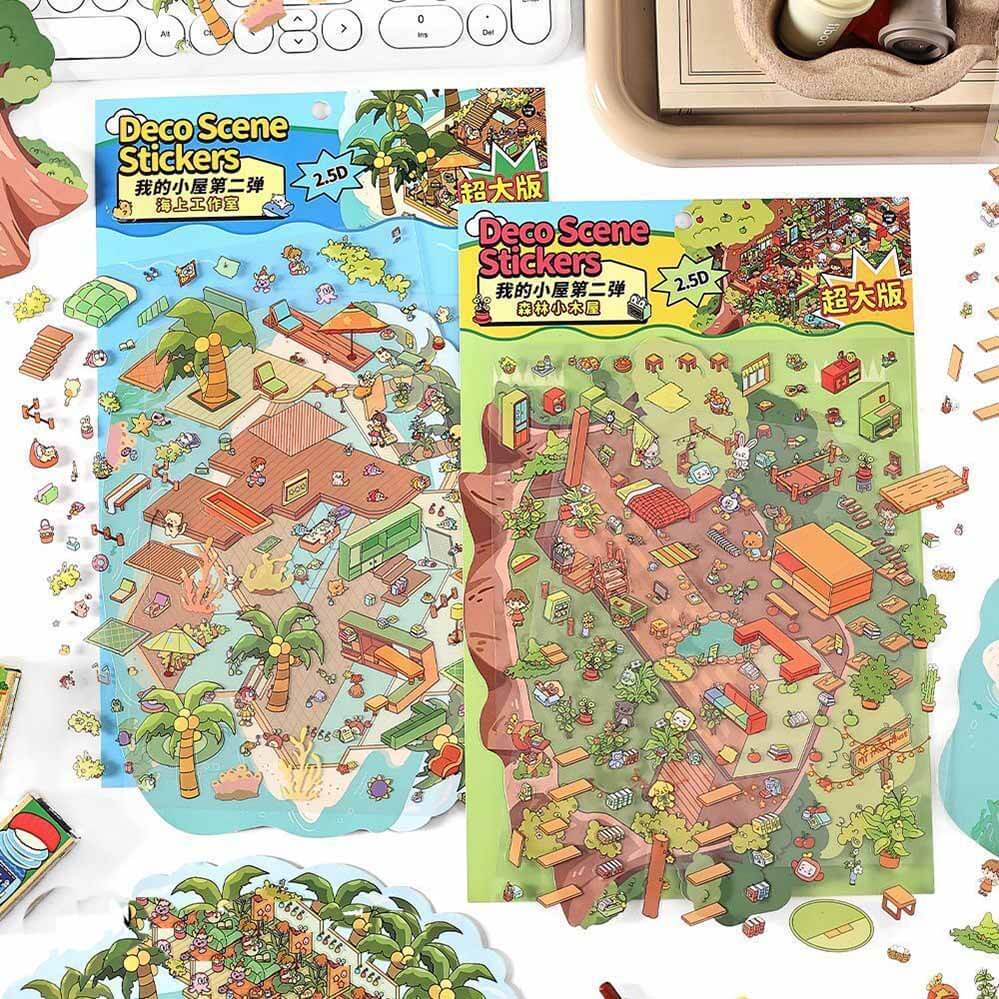 Island Shop DIY 3D Scene Stickers 2 Cute Miniature Scenes