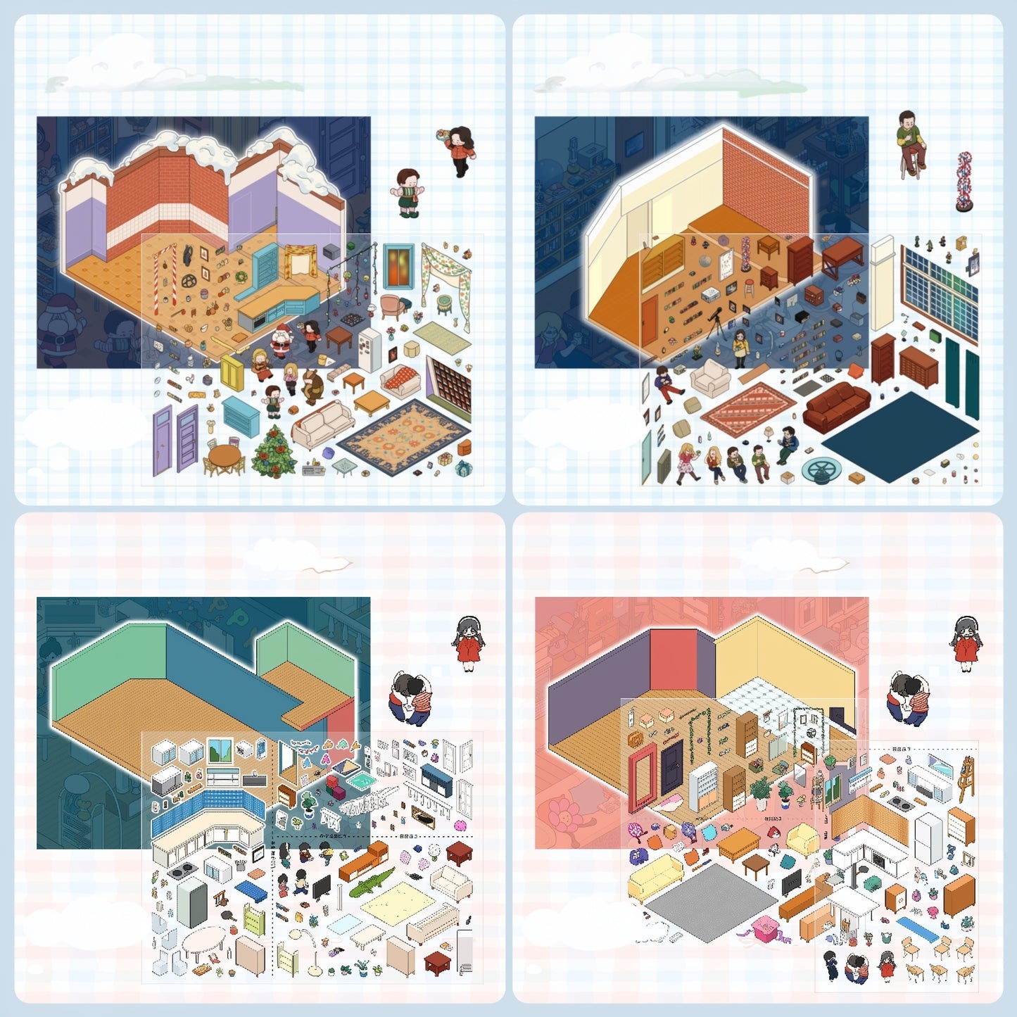 Shared living diary DIY 3D Sticker Collection - 2 Cute Miniature Scenes