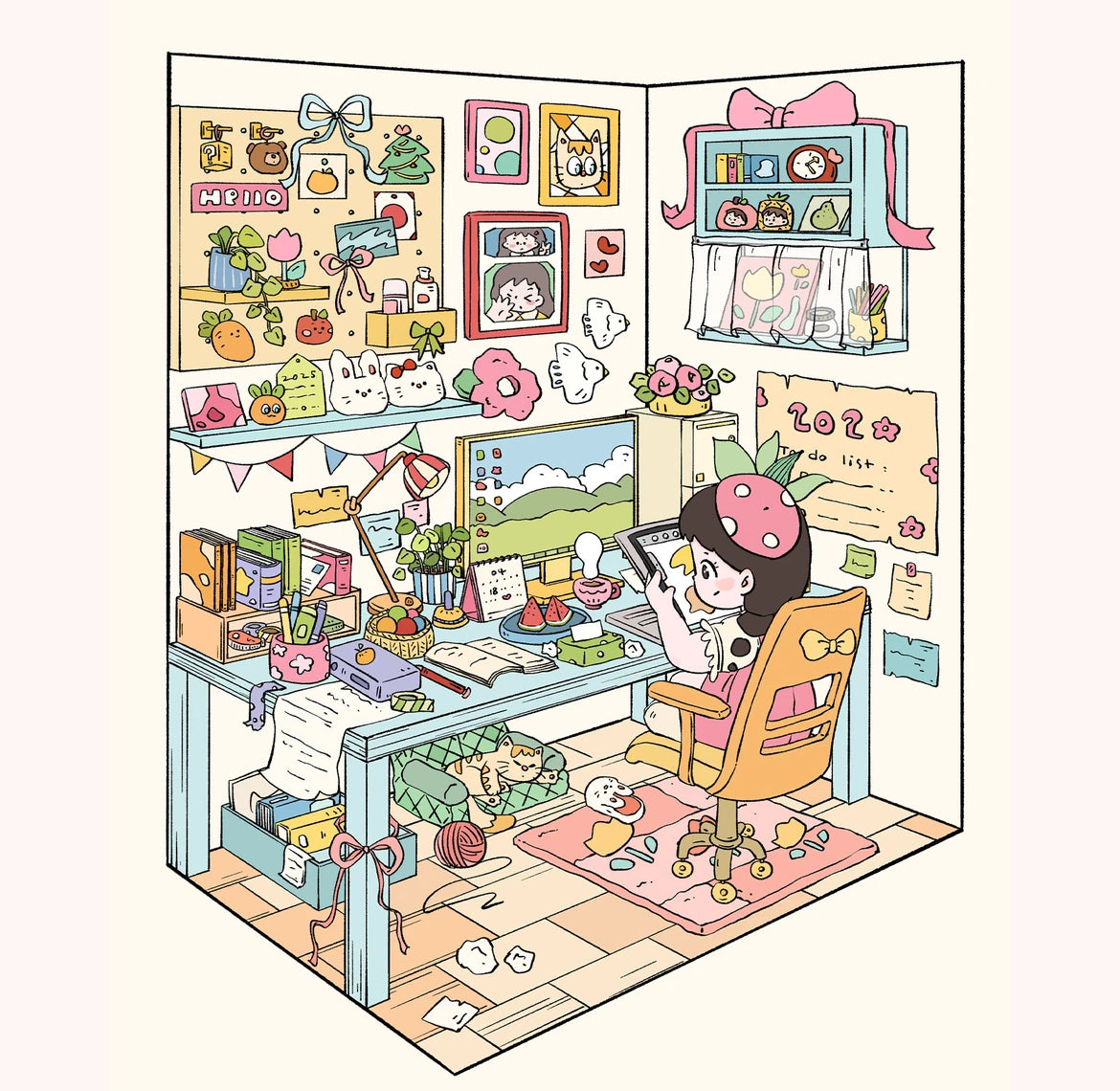 Little Girl DIY 3D Sticker Collection - 4 Cute Miniature Scenes