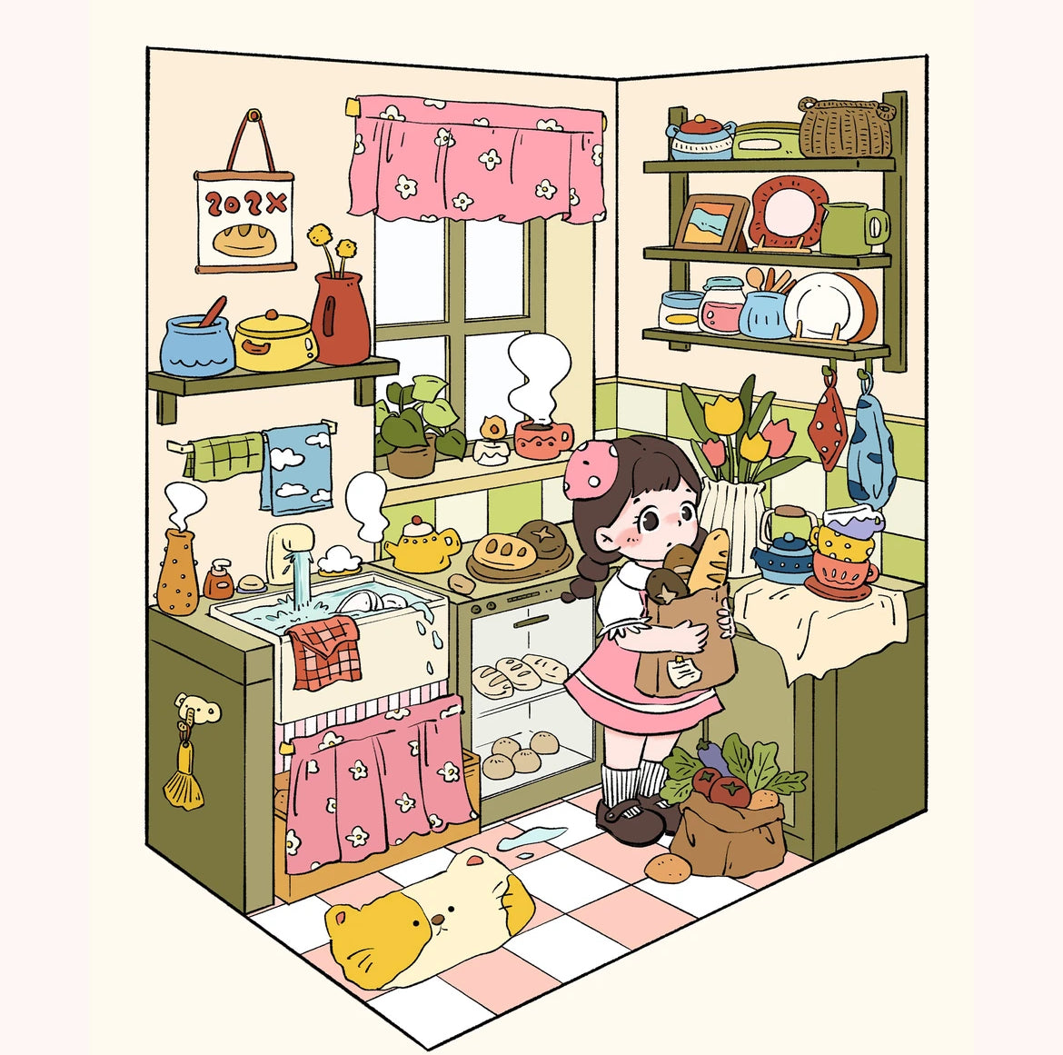 Little Girl DIY 3D Sticker Collection - 4 Cute Miniature Scenes