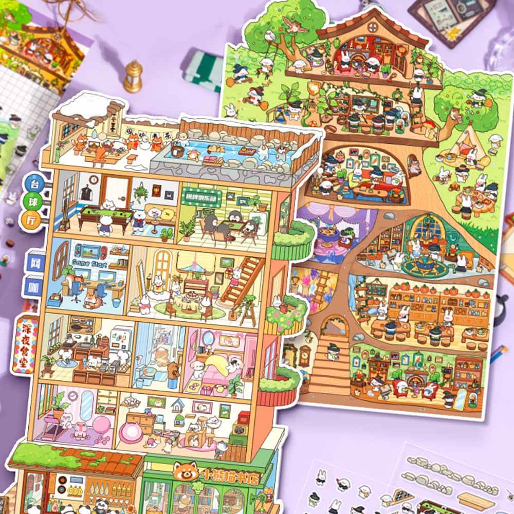 Apartment Theme DIY 3D Scene Stickers 2 Cute Miniature Scenes