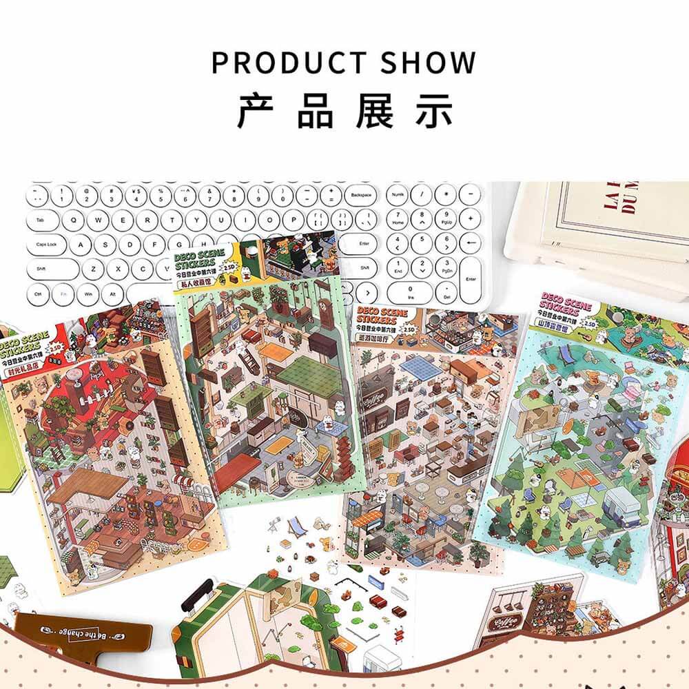 Fantasy Gift Shop DIY 3D Scene Stickers 4 Cute Miniature Scenes