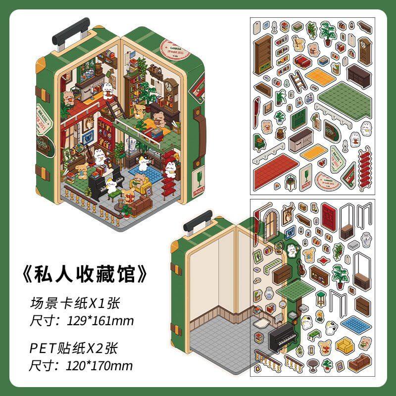 Fantasy Gift Shop DIY 3D Scene Stickers 4 Cute Miniature Scenes