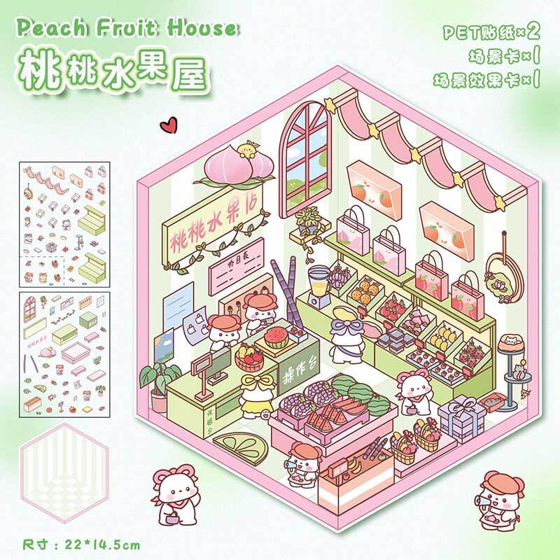 Fluffy Sweet Haven DIY 3D Scene Stickers 4 Cute Miniature Scenes
