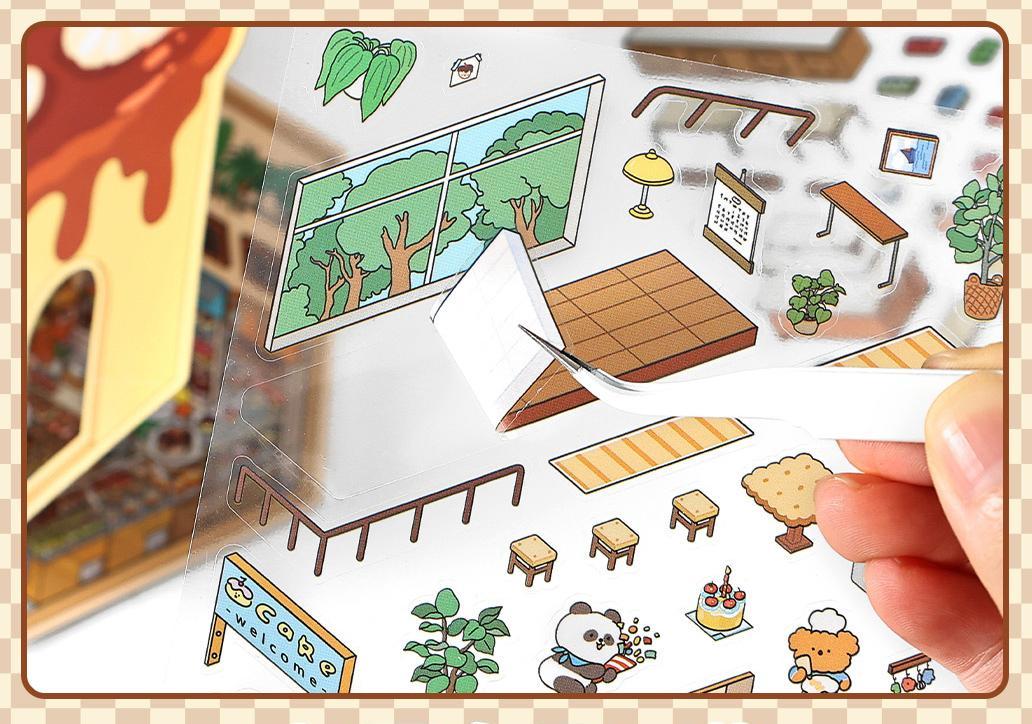 Fun Dessert House DIY 3D Scene Stickers - 3 Cute Miniature Scenes