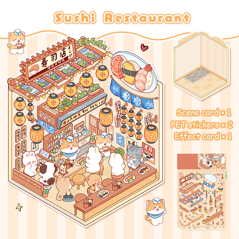 Critter Shop DIY 3D Scene Stickers 4 Cute Miniature Scenes