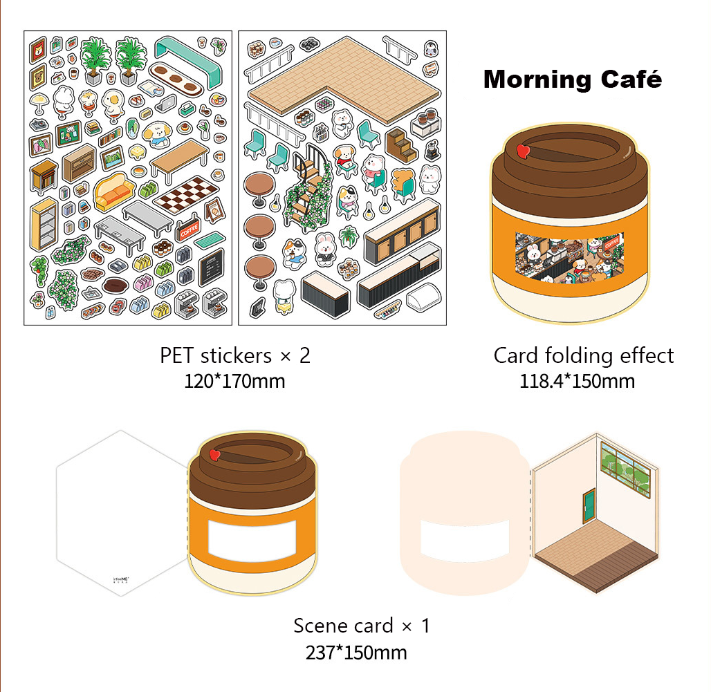 Fun Dessert House DIY 3D Scene Stickers - 3 Cute Miniature Scenes