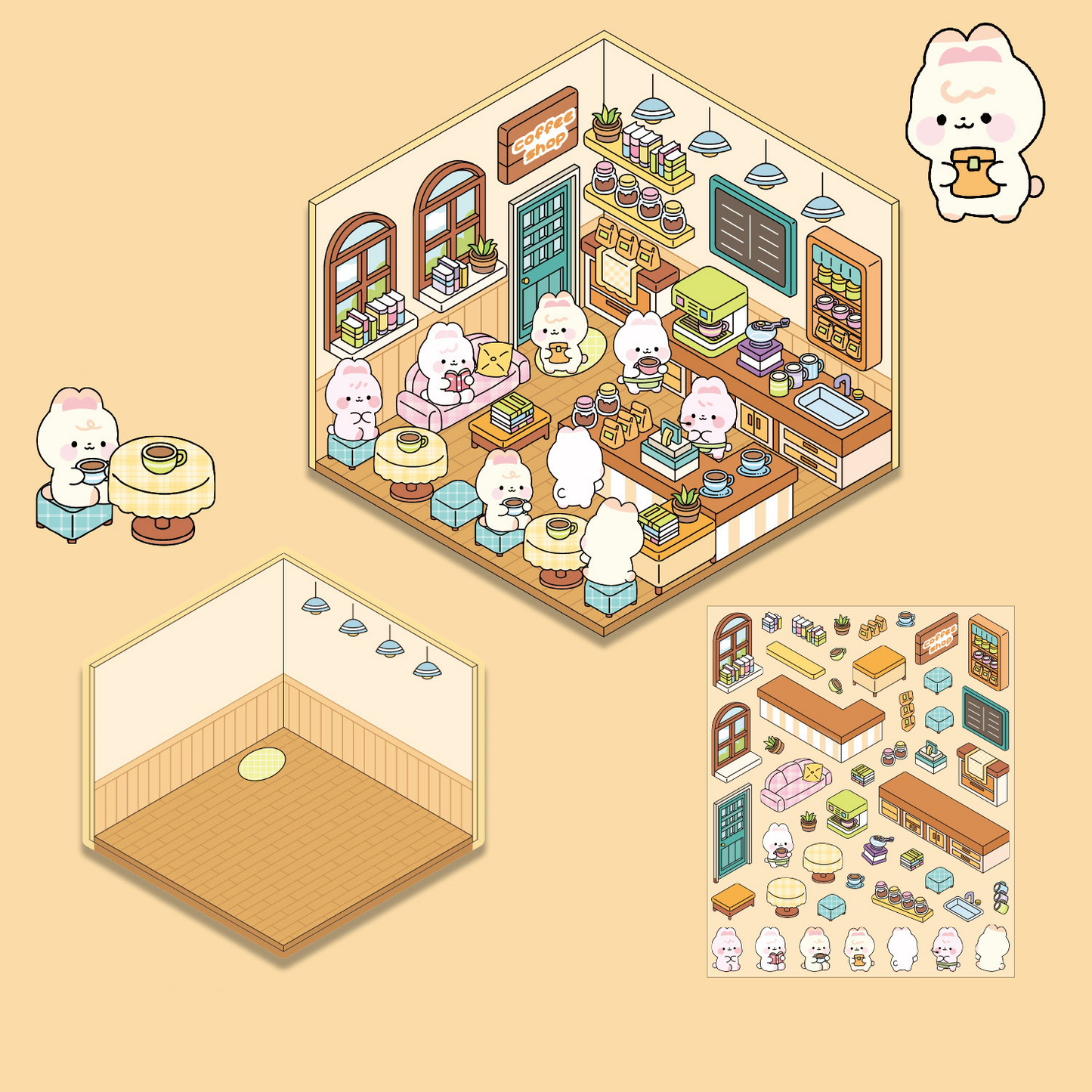 Puppy Life DIY 3D Sticker Collection - 14 Cute Miniature Scenes