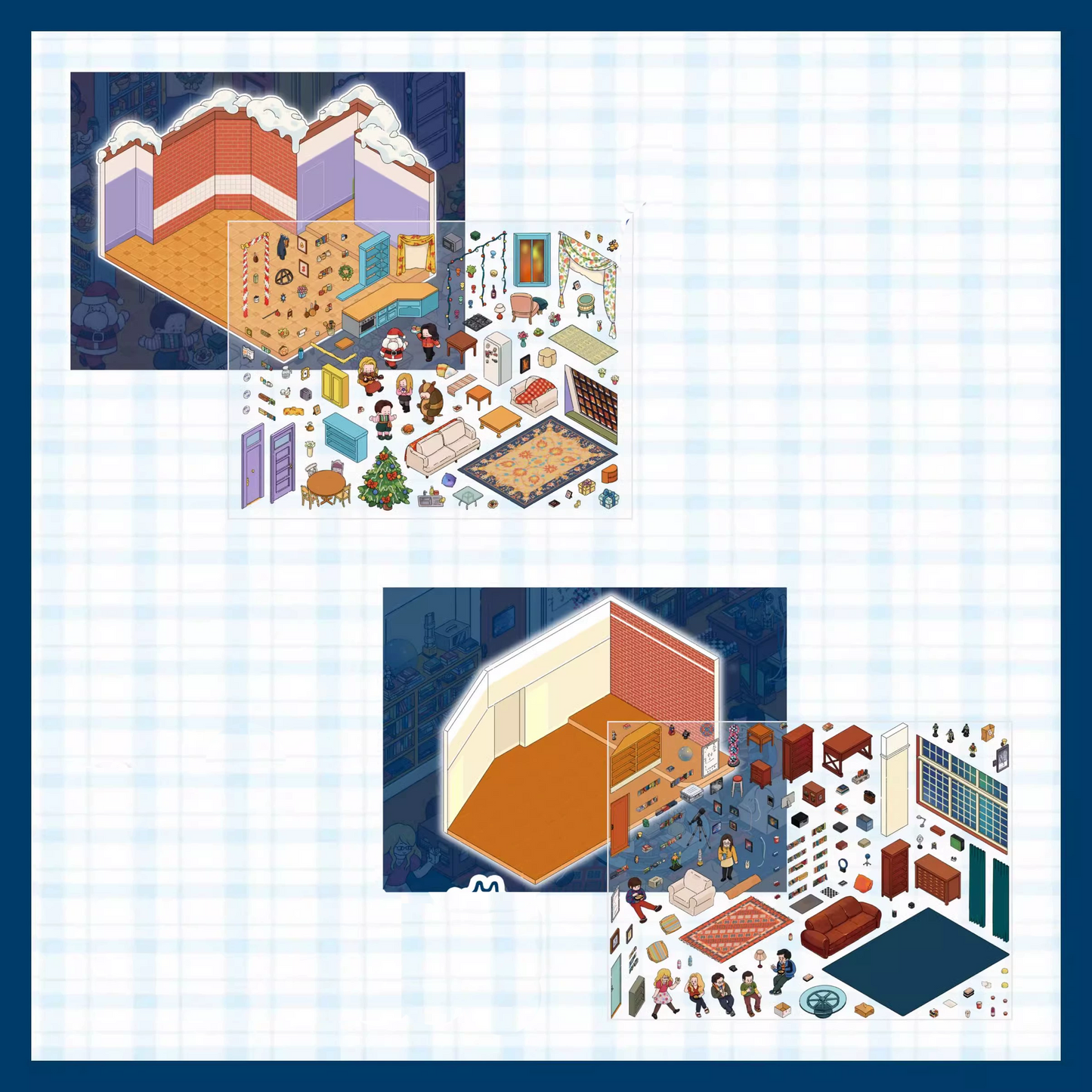 Shared living diary DIY 3D Sticker Collection - 2 Cute Miniature Scenes