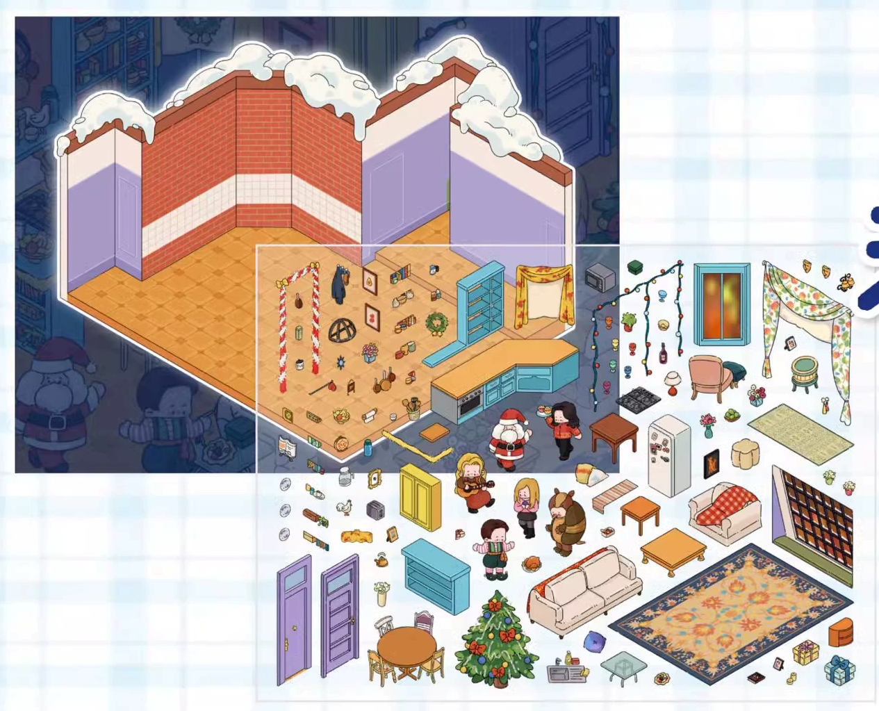 Shared living diary DIY 3D Sticker Collection - 2 Cute Miniature Scenes