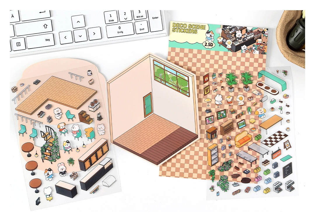 Fun Dessert House DIY 3D Scene Stickers - 3 Cute Miniature Scenes