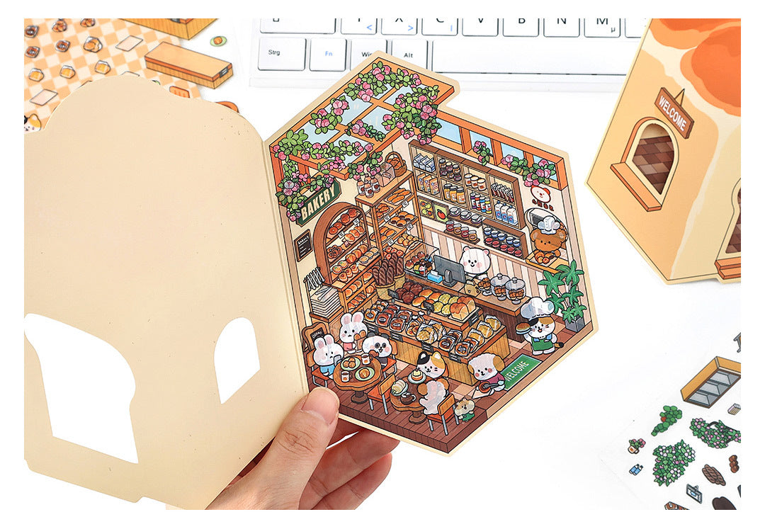 Fun Dessert House DIY 3D Scene Stickers - 3 Cute Miniature Scenes