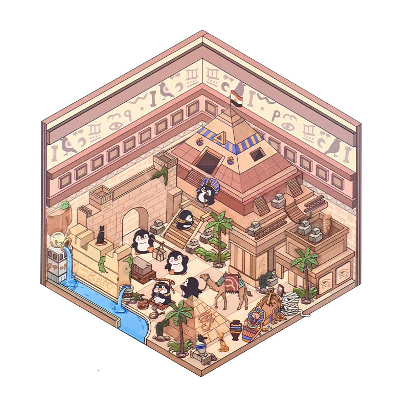 Penguin World Tour DIY 3D Scene Stickers 4 Cute Miniature Scenes