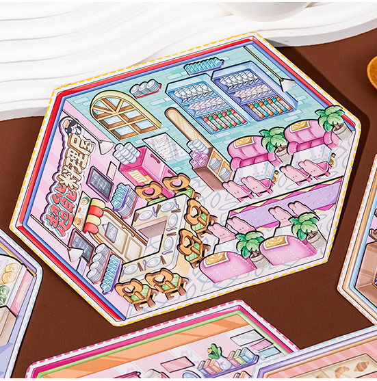Sim Game Hut DIY 3D Scene Stickers 2 Lovely Miniature Scenes