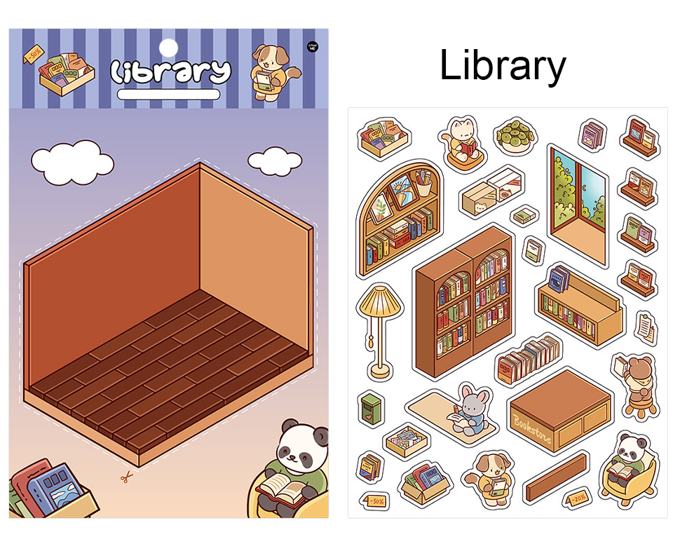 Open Today DIY 3D Scene Stickers 2 Lovely Miniature Scenes