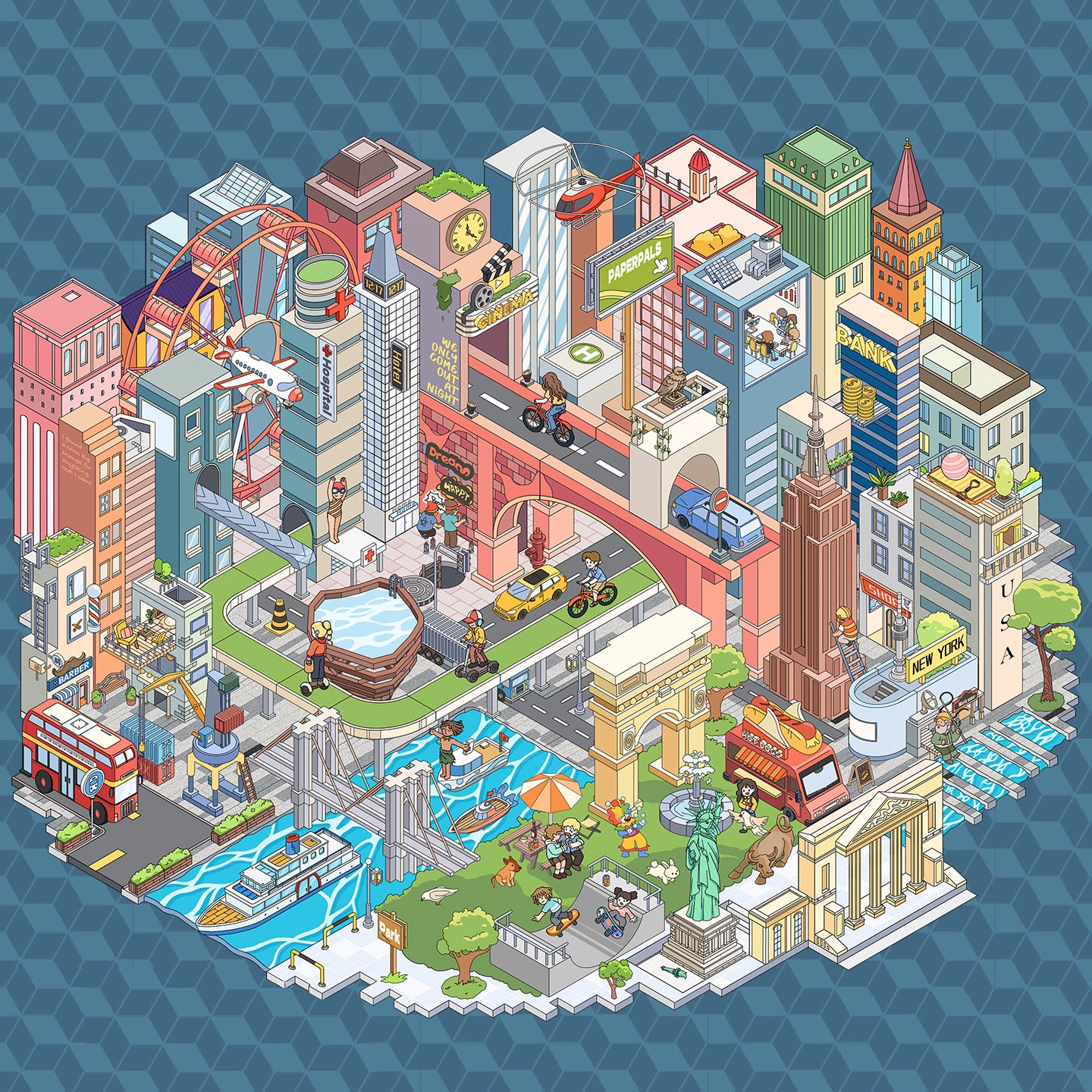 NewYork City DIY 3D Sticker Collection - Cute Miniature Scenes