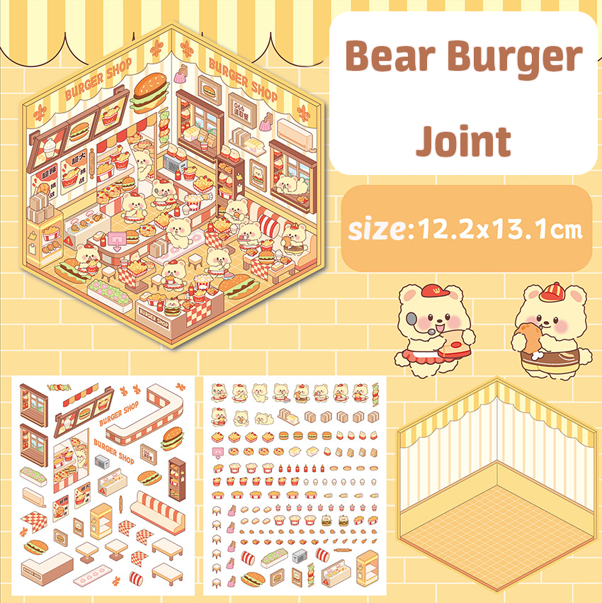 Cozy Critter Shops DIY 3D Sticker Collection 4 Cute Miniature Scenes