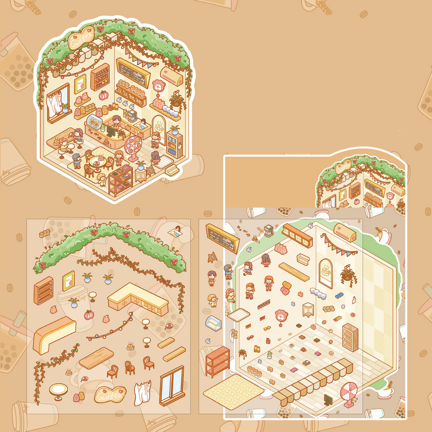 Puppy Life DIY 3D Sticker Collection - 14 Cute Miniature Scenes