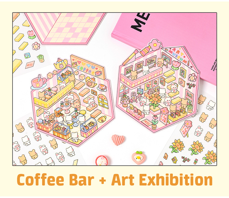 Popular Venues DIY 3D Sticker Collection - 8 Cute Miniature Scenes