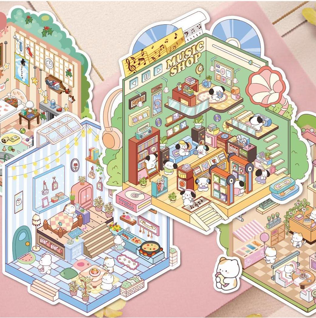 Landscaping indoor DIY 3D Sticker Collection 2 Cute Miniature Scenes- Bedroom Music