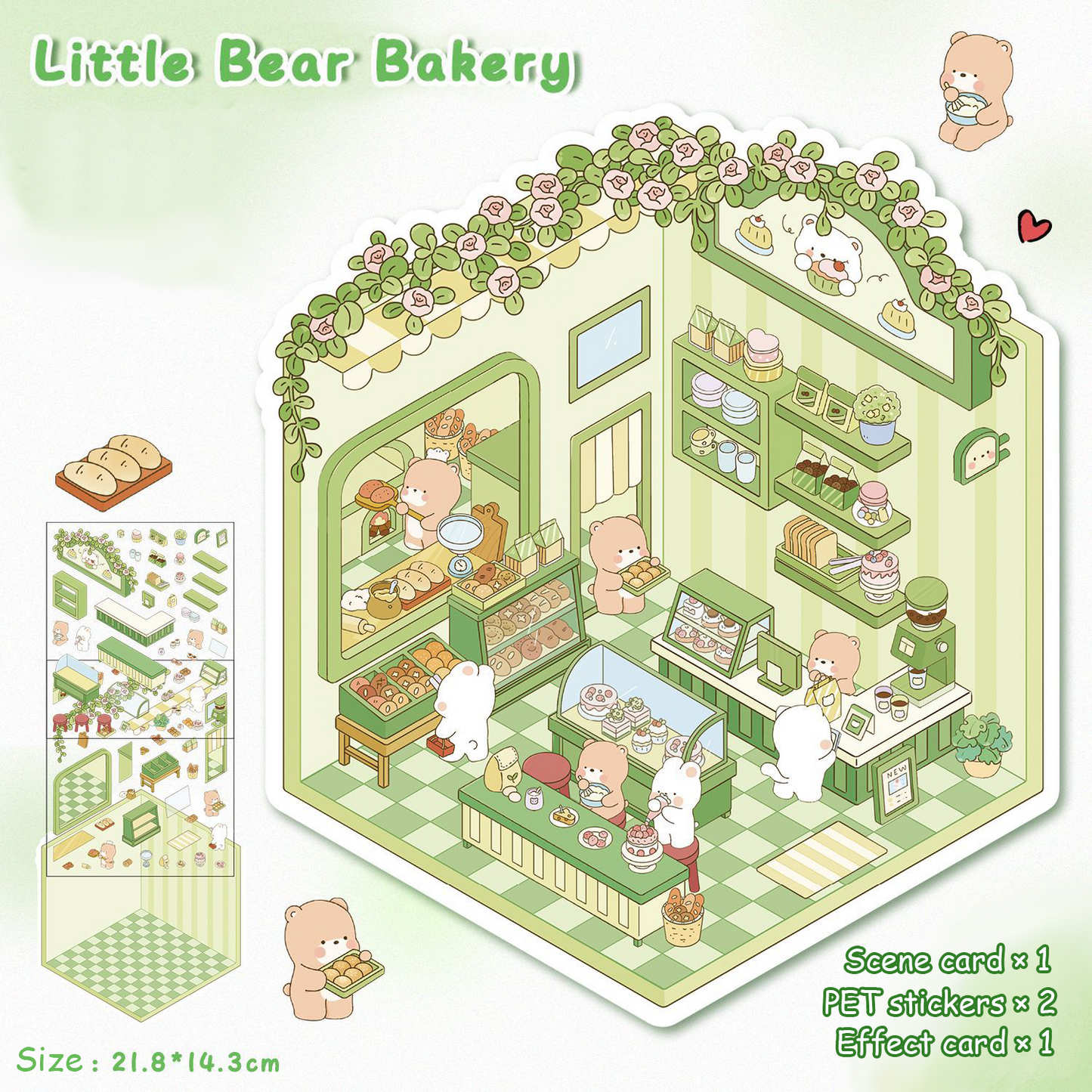 Fresh Bakes & Quick Stops DIY 3D Scene Stickers 2 Lovely Miniature Scenes