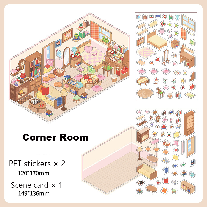 Corner Series: Sweet, Sip, Stay & Shop DIY 3D Scene Stickers 4 Lovely Miniature Scenes