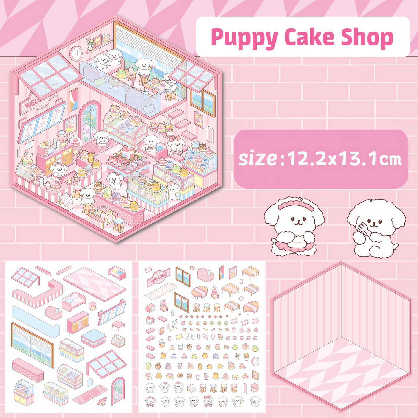 Cozy Critter Shops DIY 3D Sticker Collection 4 Cute Miniature Scenes