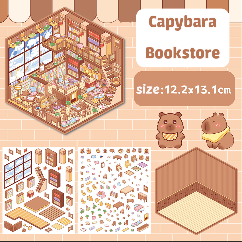 Cozy Critter Shops DIY 3D Sticker Collection 4 Cute Miniature Scenes