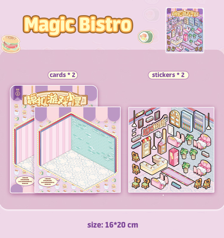 Sim Game Hut DIY 3D Scene Stickers 2 Lovely Miniature Scenes