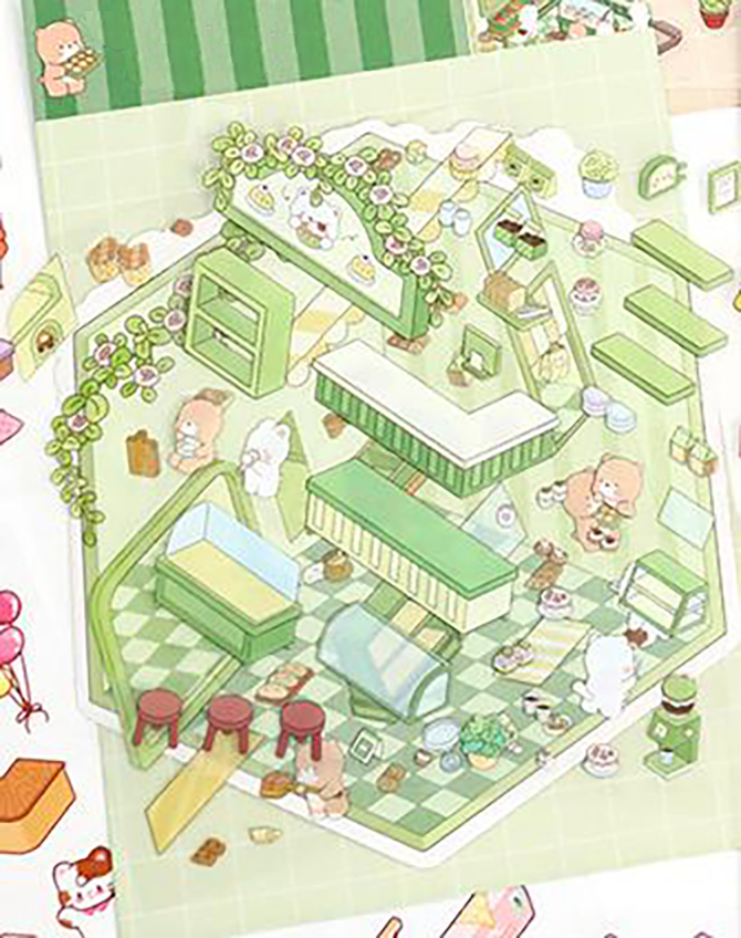 Fresh Bakes & Quick Stops DIY 3D Scene Stickers 2 Lovely Miniature Scenes