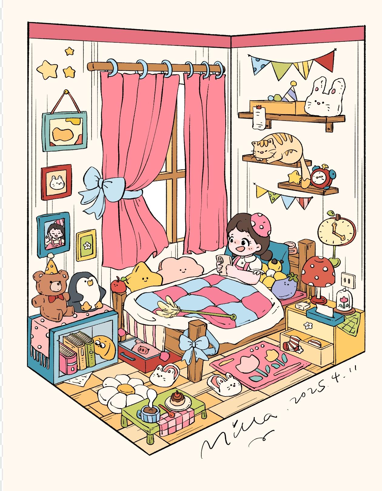 Little Girl DIY 3D Sticker Collection - 4 Cute Miniature Scenes