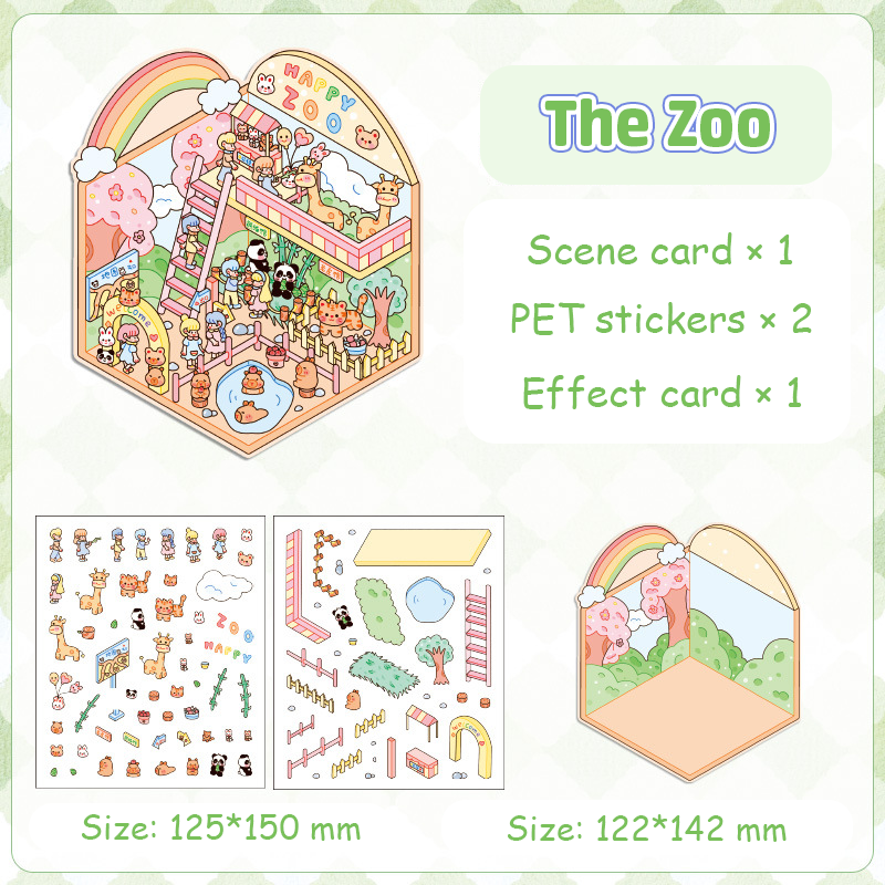 Popular Venues DIY 3D Sticker Collection - 8 Cute Miniature Scenes