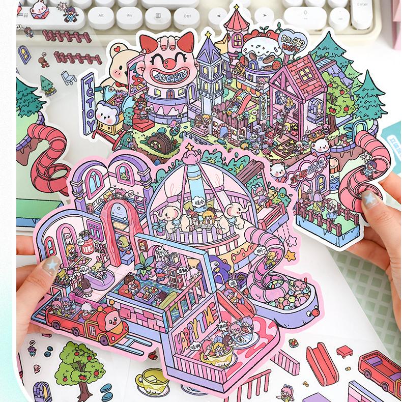 Children's World DIY 3D Scene Stickers 2 Cute Miniature Scenes