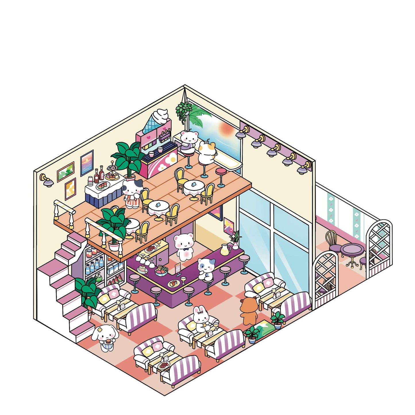 Seaside Restaurant DIY 3D Sticker Collection - Cute Miniature Scenes