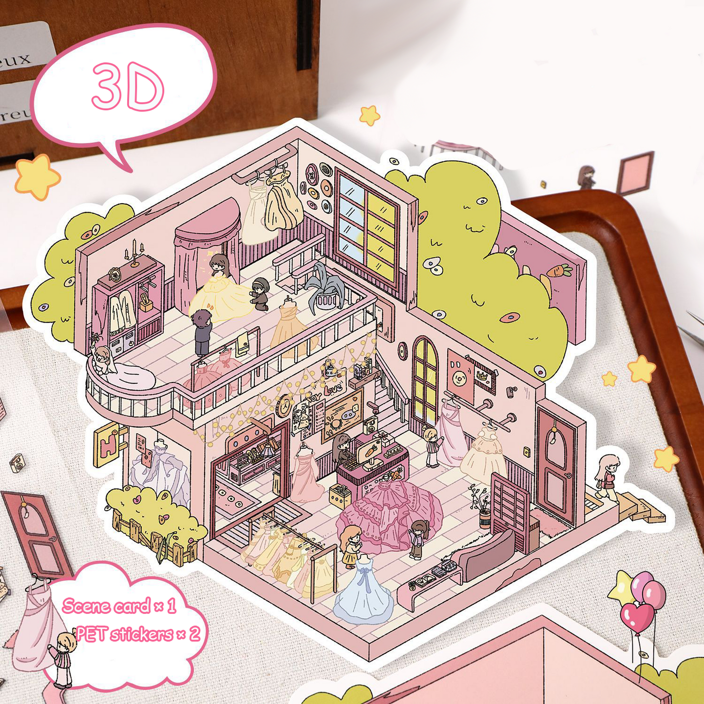 Clothing Store DIY 3D Sticker Collection 2 Cute Miniature Scenes