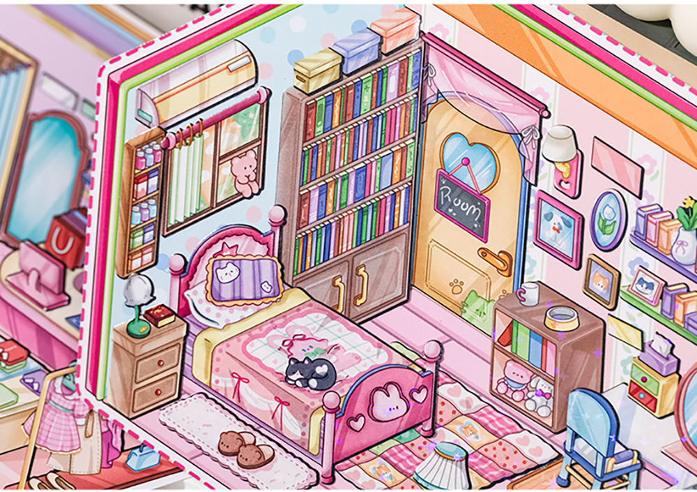 Sim Game Hut DIY 3D Scene Stickers 2 Lovely Miniature Scenes
