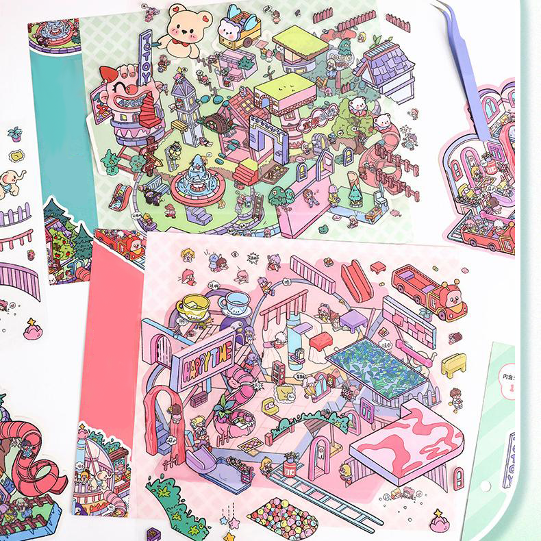 Children's World DIY 3D Scene Stickers 2 Cute Miniature Scenes